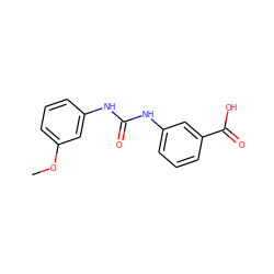 COc1cccc(NC(=O)Nc2cccc(C(=O)O)c2)c1 ZINC000006699046