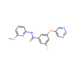 COc1cccc(NC(=O)c2cc(F)cc(Oc3cncnc3)c2)n1 ZINC000096938950