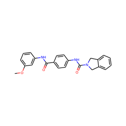 COc1cccc(NC(=O)c2ccc(NC(=O)N3Cc4ccccc4C3)cc2)c1 ZINC000166230751