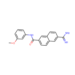 COc1cccc(NC(=O)c2ccc3cc(C(=N)N)ccc3c2)c1 ZINC000013532780