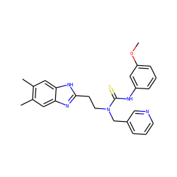 COc1cccc(NC(=S)N(CCc2nc3cc(C)c(C)cc3[nH]2)Cc2cccnc2)c1 ZINC000001360834