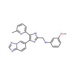 COc1cccc(NCc2nc(-c3ccc4ncnn4c3)c(-c3cccc(C)n3)[nH]2)c1 ZINC000113387561