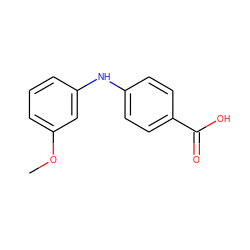 COc1cccc(Nc2ccc(C(=O)O)cc2)c1 ZINC000050913036