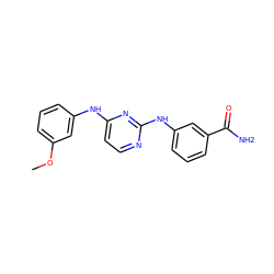 COc1cccc(Nc2ccnc(Nc3cccc(C(N)=O)c3)n2)c1 ZINC000028950548