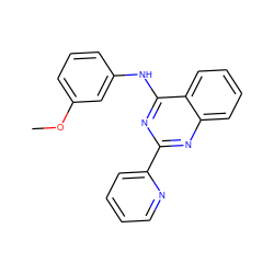 COc1cccc(Nc2nc(-c3ccccn3)nc3ccccc23)c1 ZINC001772641692