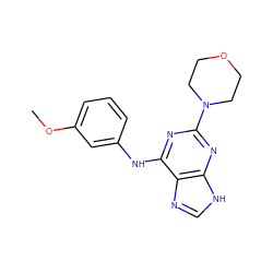 COc1cccc(Nc2nc(N3CCOCC3)nc3[nH]cnc23)c1 ZINC000053243848