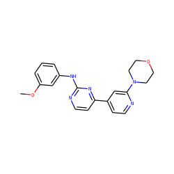 COc1cccc(Nc2nccc(-c3ccnc(N4CCOCC4)c3)n2)c1 ZINC000095572661