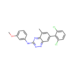 COc1cccc(Nc2nnc3cc(-c4c(Cl)cccc4Cl)cc(C)c3n2)c1 ZINC000038225584