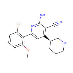 COc1cccc(O)c1-c1cc([C@@H]2CCCNC2)c(C#N)c(N)n1 ZINC000028365376