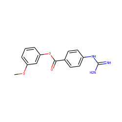 COc1cccc(OC(=O)c2ccc(NC(=N)N)cc2)c1 ZINC000027560846