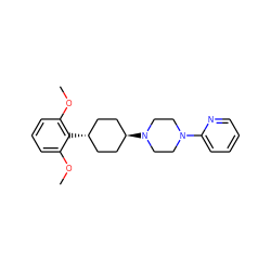 COc1cccc(OC)c1[C@H]1CC[C@H](N2CCN(c3ccccn3)CC2)CC1 ZINC000100085804