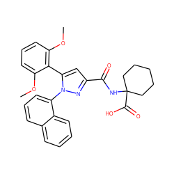 COc1cccc(OC)c1-c1cc(C(=O)NC2(C(=O)O)CCCCC2)nn1-c1cccc2ccccc12 ZINC000169352863