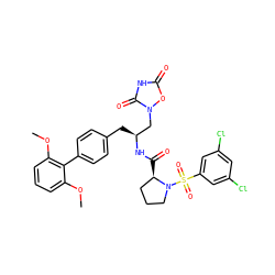 COc1cccc(OC)c1-c1ccc(C[C@@H](Cn2oc(=O)[nH]c2=O)NC(=O)[C@@H]2CCCN2S(=O)(=O)c2cc(Cl)cc(Cl)c2)cc1 ZINC000028469537