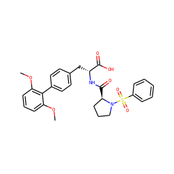 COc1cccc(OC)c1-c1ccc(C[C@@H](NC(=O)[C@@H]2CCCN2S(=O)(=O)c2ccccc2)C(=O)O)cc1 ZINC000026279558