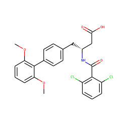 COc1cccc(OC)c1-c1ccc(C[C@H](CC(=O)O)NC(=O)c2c(Cl)cccc2Cl)cc1 ZINC000026575969