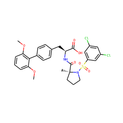 COc1cccc(OC)c1-c1ccc(C[C@H](NC(=O)[C@]2(C)CCCN2S(=O)(=O)c2cc(Cl)cc(Cl)c2)C(=O)O)cc1 ZINC000029553822