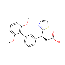 COc1cccc(OC)c1-c1cccc([C@H](CC(=O)O)c2nccs2)c1 ZINC001772636694