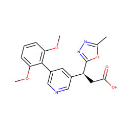 COc1cccc(OC)c1-c1cncc([C@H](CC(=O)O)c2nnc(C)o2)c1 ZINC001772592657