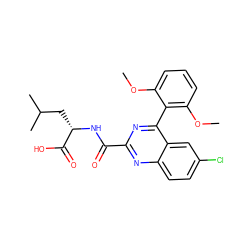 COc1cccc(OC)c1-c1nc(C(=O)N[C@@H](CC(C)C)C(=O)O)nc2ccc(Cl)cc12 ZINC000299838621