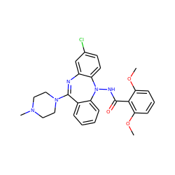 COc1cccc(OC)c1C(=O)NN1c2ccc(Cl)cc2N=C(N2CCN(C)CC2)c2ccccc21 ZINC000034801074