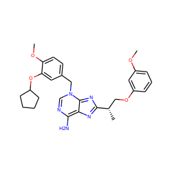 COc1cccc(OC[C@H](C)c2nc3c(N)ncn(Cc4ccc(OC)c(OC5CCCC5)c4)c-3n2)c1 ZINC000028121200