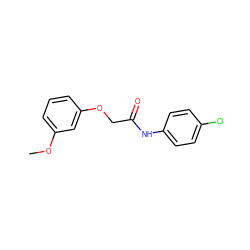 COc1cccc(OCC(=O)Nc2ccc(Cl)cc2)c1 ZINC000003205555