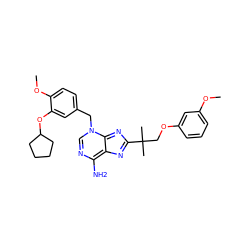 COc1cccc(OCC(C)(C)c2nc3c(N)ncn(Cc4ccc(OC)c(OC5CCCC5)c4)c-3n2)c1 ZINC000102303491