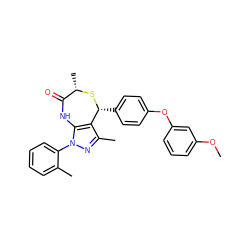 COc1cccc(Oc2ccc([C@H]3S[C@@H](C)C(=O)Nc4c3c(C)nn4-c3ccccc3C)cc2)c1 ZINC000084704359