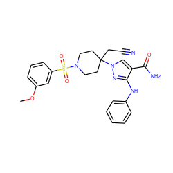 COc1cccc(S(=O)(=O)N2CCC(CC#N)(n3cc(C(N)=O)c(Nc4ccccc4)n3)CC2)c1 ZINC000219275253