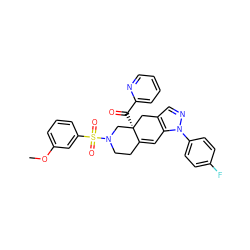 COc1cccc(S(=O)(=O)N2CCC3=Cc4c(cnn4-c4ccc(F)cc4)C[C@]3(C(=O)c3ccccn3)C2)c1 ZINC000141957339