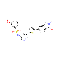 COc1cccc(S(=O)(=O)Nc2cncc(-c3ccc(-c4ccc5c(c4)CN(C)C5=O)s3)c2)c1 ZINC000145747869