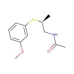 COc1cccc(S[C@@H](C)CNC(C)=O)c1 ZINC000058592548