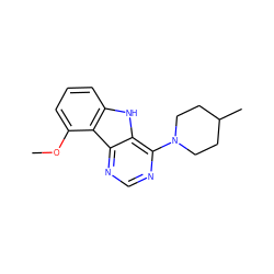 COc1cccc2[nH]c3c(N4CCC(C)CC4)ncnc3c12 ZINC000000537560