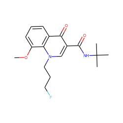 COc1cccc2c(=O)c(C(=O)NC(C)(C)C)cn(CCCF)c12 ZINC000299859470