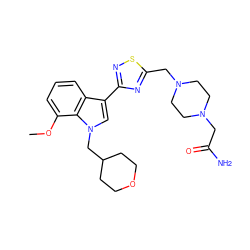 COc1cccc2c(-c3nsc(CN4CCN(CC(N)=O)CC4)n3)cn(CC3CCOCC3)c12 ZINC000084587866