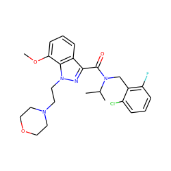 COc1cccc2c(C(=O)N(Cc3c(F)cccc3Cl)C(C)C)nn(CCN3CCOCC3)c12 ZINC000013519852