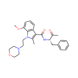 COc1cccc2c(C(=O)N[C@@H](Cc3ccccc3)C(C)=O)c(C)n(CCN3CCOCC3)c12 ZINC000013817284