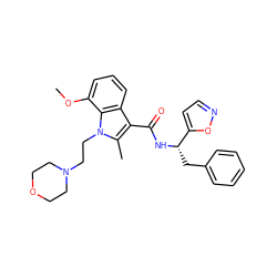 COc1cccc2c(C(=O)N[C@@H](Cc3ccccc3)c3ccno3)c(C)n(CCN3CCOCC3)c12 ZINC000013817300