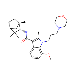 COc1cccc2c(C(=O)N[C@@H]3C(C)(C)[C@@H]4CC[C@@]3(C)C4)c(C)n(CCCN3CCOCC3)c12 ZINC000013817345