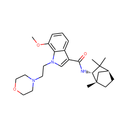 COc1cccc2c(C(=O)N[C@@H]3C(C)(C)[C@H]4CC[C@@]3(C)C4)cn(CCN3CCOCC3)c12 ZINC000100919238