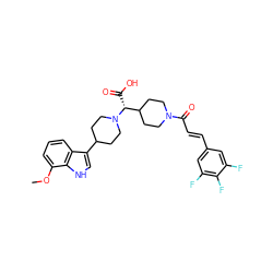 COc1cccc2c(C3CCN([C@H](C(=O)O)C4CCN(C(=O)/C=C/c5cc(F)c(F)c(F)c5)CC4)CC3)c[nH]c12 ZINC000028824839