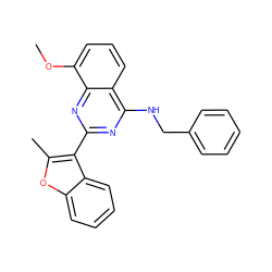 COc1cccc2c(NCc3ccccc3)nc(-c3c(C)oc4ccccc34)nc12 ZINC000208177731