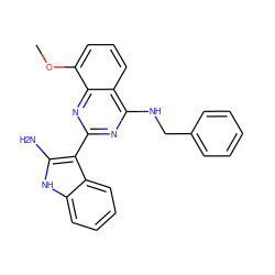 COc1cccc2c(NCc3ccccc3)nc(-c3c(N)[nH]c4ccccc34)nc12 ZINC000261097174