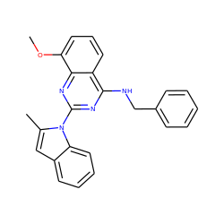 COc1cccc2c(NCc3ccccc3)nc(-n3c(C)cc4ccccc43)nc12 ZINC000218998730