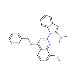 COc1cccc2c(NCc3ccccc3)nc(-n3c(N(C)C)nc4ccccc43)nc12 ZINC000219022099