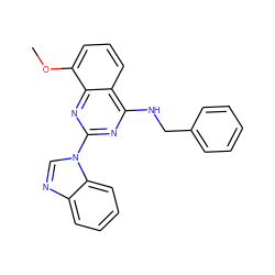 COc1cccc2c(NCc3ccccc3)nc(-n3cnc4ccccc43)nc12 ZINC000168475126