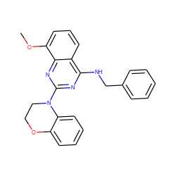 COc1cccc2c(NCc3ccccc3)nc(N3CCOc4ccccc43)nc12 ZINC000168200560