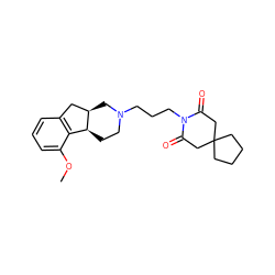 COc1cccc2c1[C@@H]1CCN(CCCN3C(=O)CC4(CCCC4)CC3=O)C[C@@H]1C2 ZINC000013733320