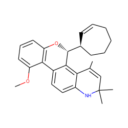 COc1cccc2c1-c1ccc3c(c1[C@@H]([C@H]1C=CCCCC1)O2)C(C)=CC(C)(C)N3 ZINC000029467972