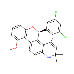 COc1cccc2c1-c1ccc3c(c1[C@H](c1cc(Cl)cc(Cl)c1)O2)C(C)=CC(C)(C)N3 ZINC000003831931